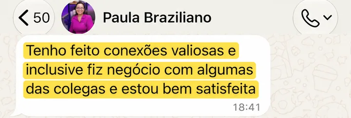 Mensagem da Paula Braziliano