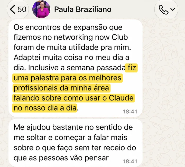 Mensagens da Paula Braziliano sobre os Encontros de Expansão